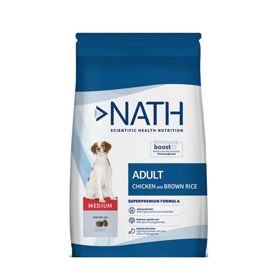 Nath adulto Medium sabor pollo y arroz integral alimento para perros, , large image number null